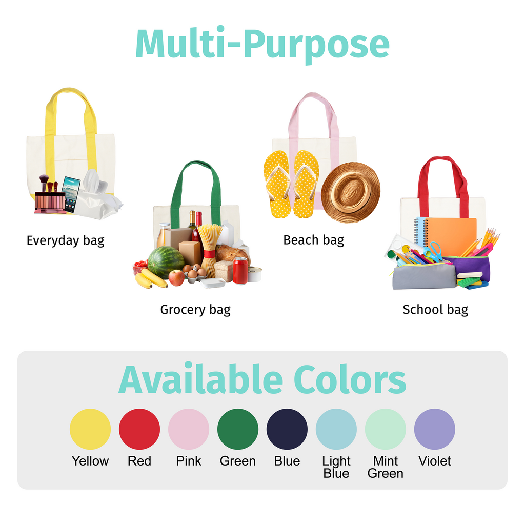Custom 16oz Mini Canvas Tote Bag w/ External Pocket (8 Colors)