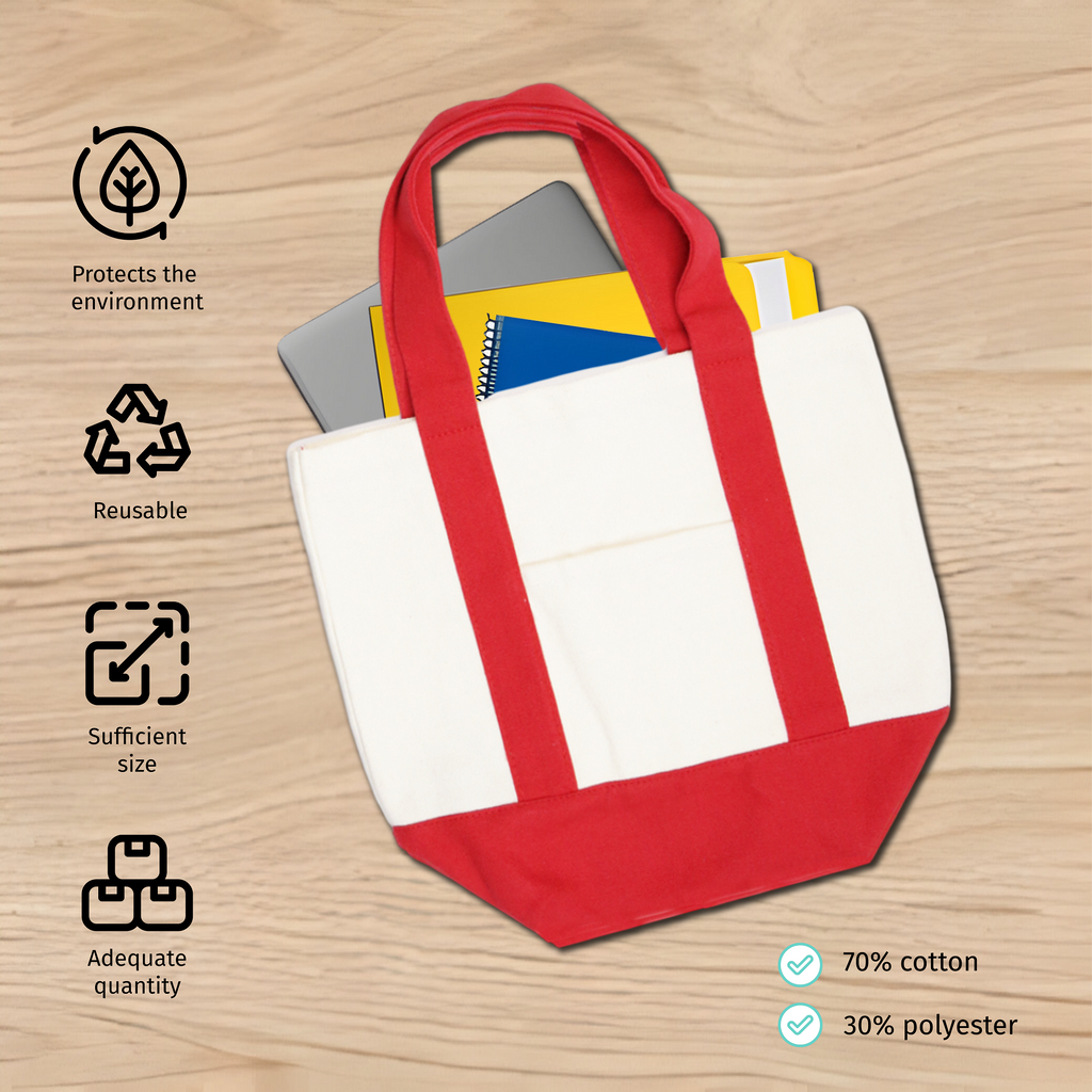 Custom 16oz Mini Canvas Tote Bag w/ External Pocket (8 Colors)
