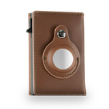 Leather Airtag Wallet with Laser Engraved Designs (Black, Light Brown, & Dark Brown)