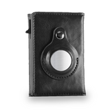 Leather Airtag Wallet with Laser Engraved Designs (Black, Light Brown, & Dark Brown)