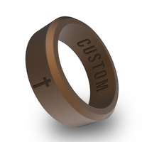 WildFire Cross Engraved Beveled Silicone Ring