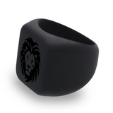 WildFire Lion Head Chunky Square Signet Statement Ring