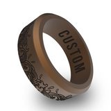 WildFire Abstract Flowing Wave Motif Engraved Beveled Silicone Ring