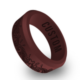 WildFire Abstract Flowing Wave Motif Engraved Beveled Silicone Ring