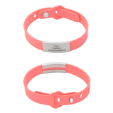 Adjustable Medical Silicone Band Bracelet with 304 Stainless Steel ID Tag (Available in 4 Colors)