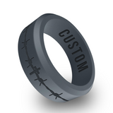 WildFire Cross Barbwire Engraved Beveled Silicone Ring