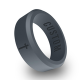 WildFire Cross Engraved Beveled Silicone Ring
