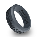 WildFire Abstract Flowing Wave Motif Engraved Beveled Silicone Ring