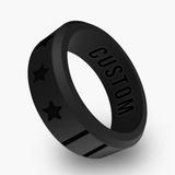 WildFire American Flag 3 Personalized Silicone Beveled Ring