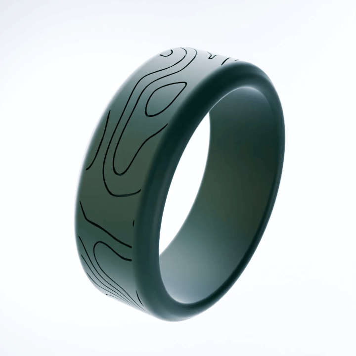 WildFire Topographic Engraved Beveled Silicone Ring