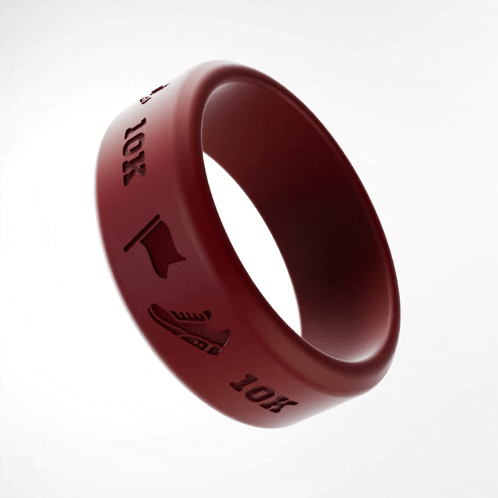 WildFire Running Marathon Engraved Beveled Silicone Ring