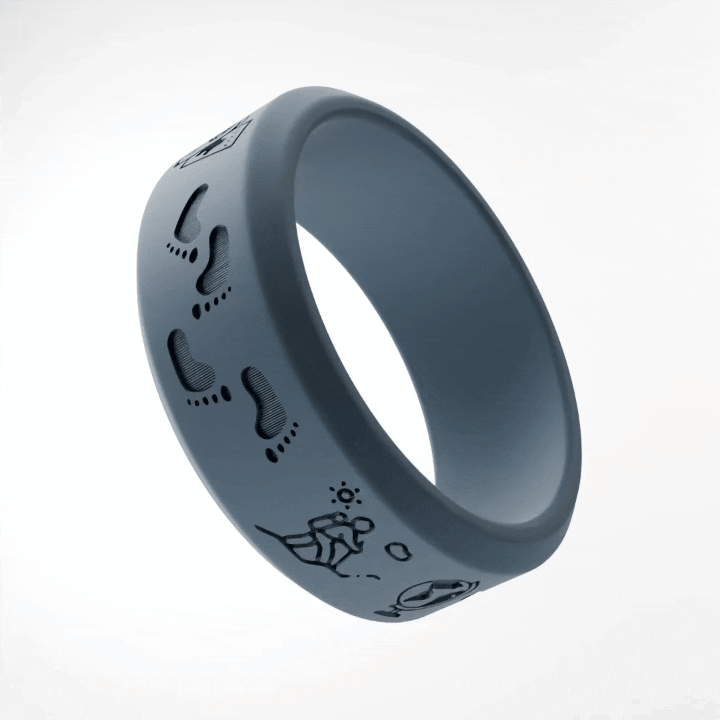 WildFire Travel Memory Adventure Engraved Beveled Silicone Ring