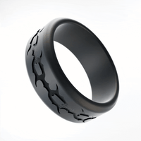 WildFire Spike Chain Engraved Beveled Silicone Ring