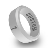 WildFire Cross Engraved Beveled Silicone Ring