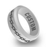 WildFire Spike Chain Engraved Beveled Silicone Ring