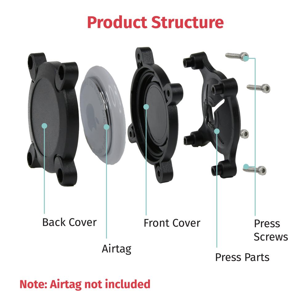 Custom Engraved IP68 ABS Waterproof Airtag Dog Cat Collar Holder