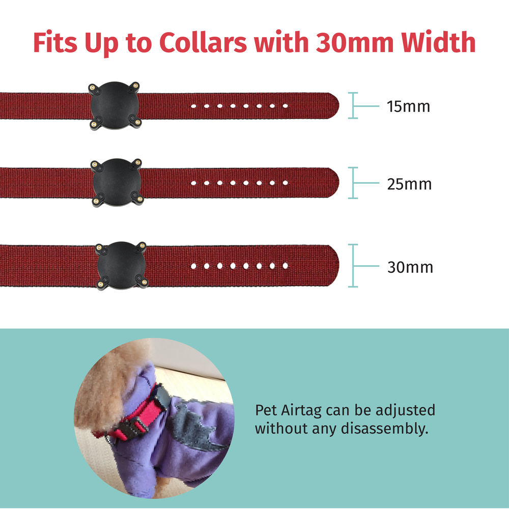 Custom Engraved IP68 ABS Waterproof Airtag Dog Cat Collar Holder