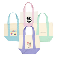 Custom Pastel Colors Company Logo 16oz Mini Canvas Tote Bag w/ External Pocket (4 Colors)