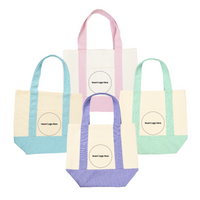 Custom Company Logo Pastel Colors 16oz Mini Canvas Tote Bag w/ External Pocket (4 Colors)