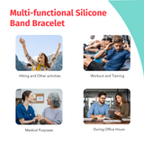 Adjustable Medical Silicone Band Bracelet with 304 Stainless Steel ID Tag (Available in 4 Colors)