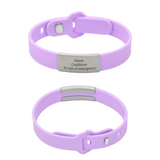 Adjustable Medical Silicone Band Bracelet with 304 Stainless Steel ID Tag (Available in 4 Colors)