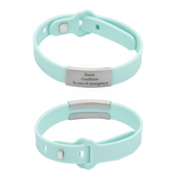 Adjustable Medical Silicone Band Bracelet with 304 Stainless Steel ID Tag (Available in 4 Colors)