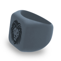 WildFire Lion Head Chunky Square Signet Statement Ring