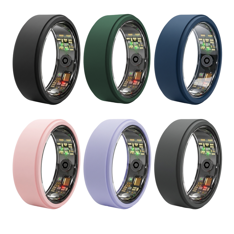 1PC Smart Ring Health Tracker with Silicone Cover- Sleep, Heart Rate, SpO2 & Blood Pressure