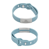 Adjustable Medical Silicone Band Bracelet with 304 Stainless Steel ID Tag (Available in 4 Colors)