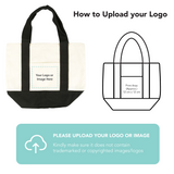 Custom Company Logo 16oz Mini Canvas Tote Bag w/ External Pocket (8 Colors)
