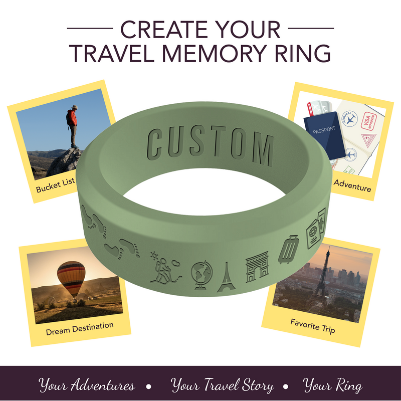 WildFire Travel Memory Adventure Engraved Beveled Silicone Ring