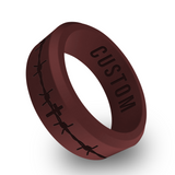 WildFire Cross Barbwire Engraved Beveled Silicone Ring