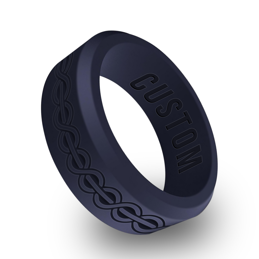 WildFire Vintage Twisted Engraved Beveled Silicone Ring