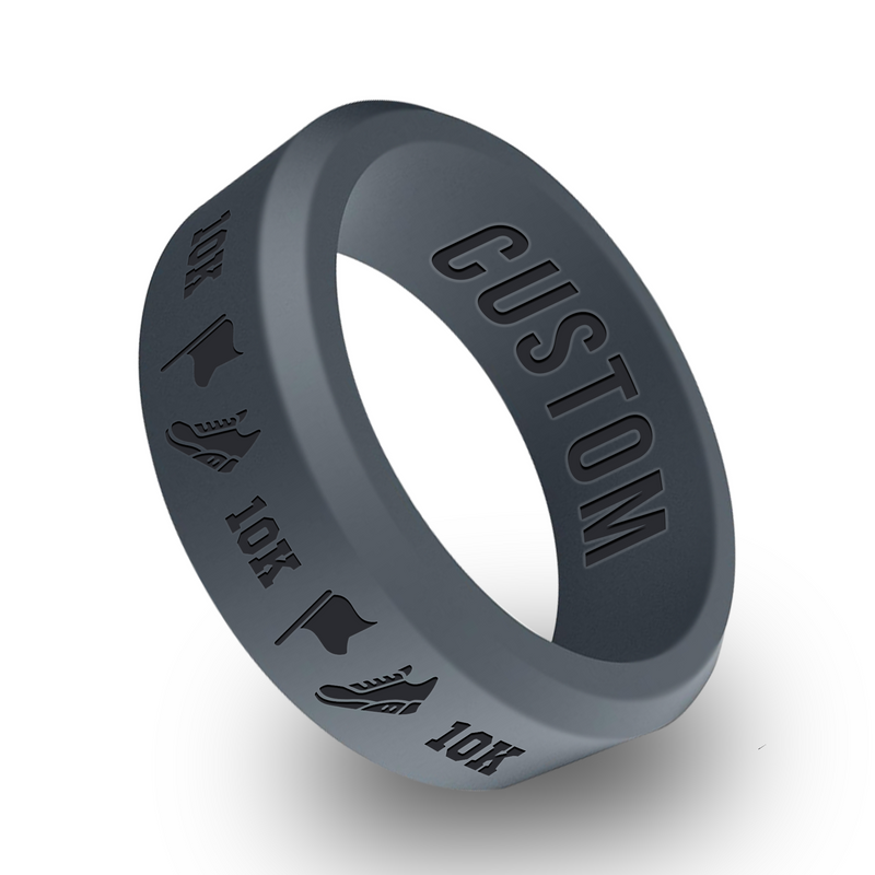WildFire Running Marathon Engraved Beveled Silicone Ring