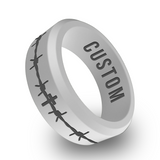 WildFire Cross Barbwire Engraved Beveled Silicone Ring