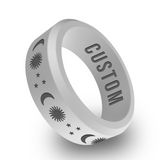 WildFire Sun Moon Star Engraved Beveled Silicone Ring