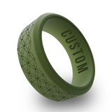 WildFire Japanese Sashiko Pattern Engraved Beveled Silicone Ring