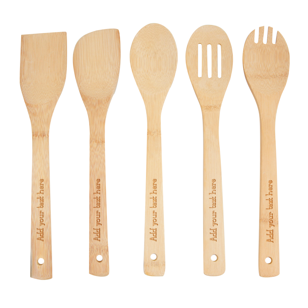 Custom Bamboo Kitchen Spoons (5 Pieces)