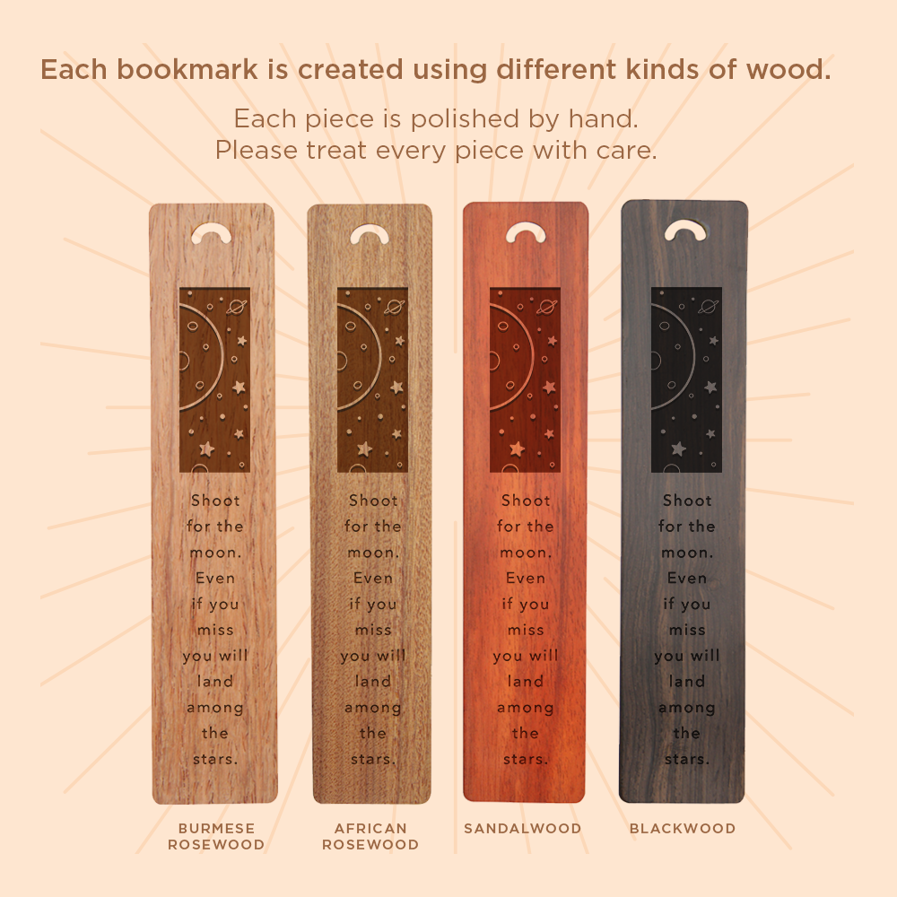 Cherry Wood Pyrography Bookmark- Wish