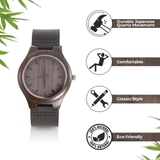 Customized Wood Quartz Watch w/ Leather Band
