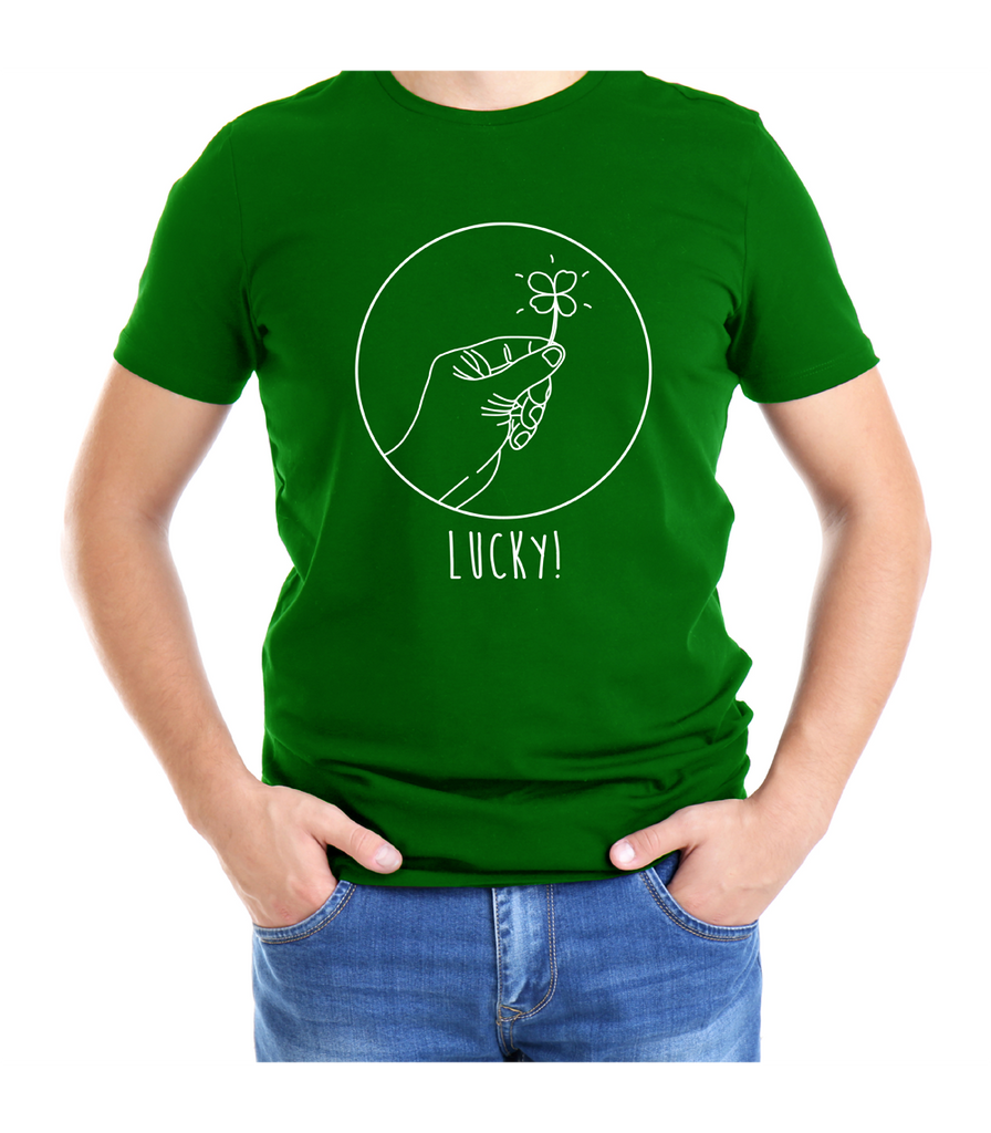 "Lucky!" Holding Clover T-Shirt (Unisex)