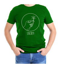 "Lucky!" Holding Clover T-Shirt (Unisex)