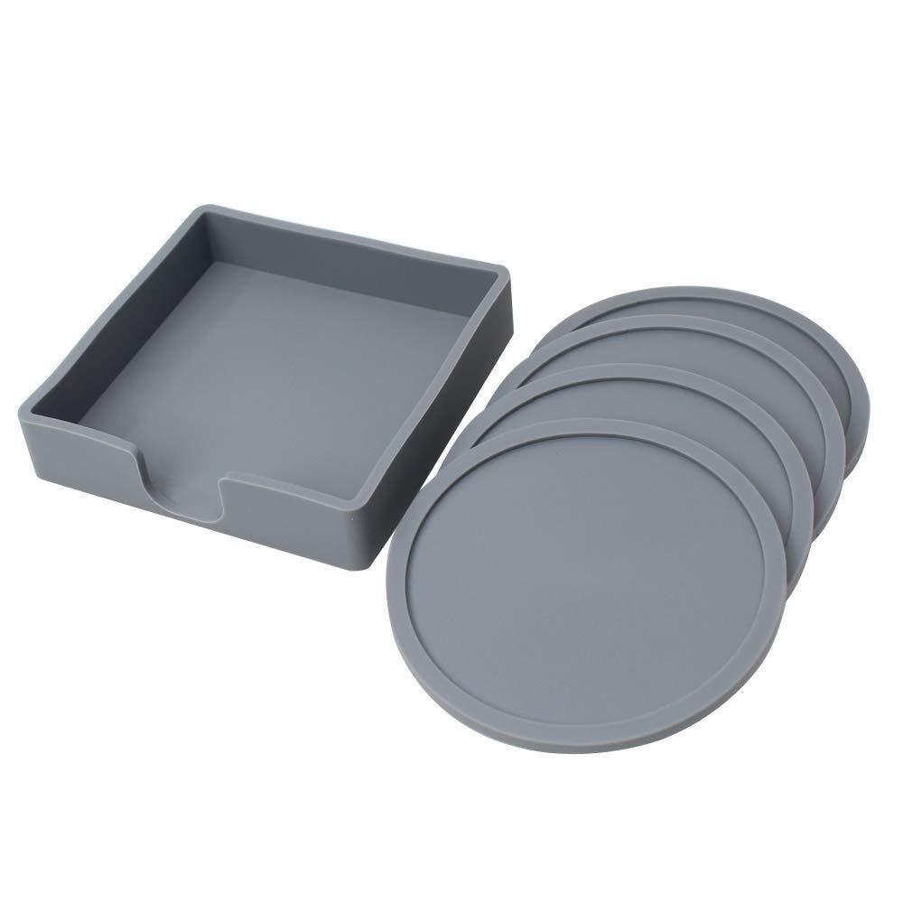 Set of 4 Silicone Gray Drink Coasters