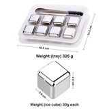 Stainless Steel Ice Cubes (8 Pieces) + Tongs