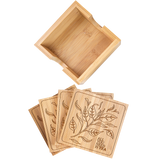 Square Bamboo Coaster (Set of 4) with Holder