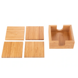 Square Bamboo Coaster (Set of 4) with Holder