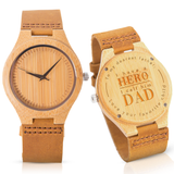 Customized Wood Quartz Watch w/ Leather Band