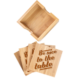 Square Bamboo Coaster (Set of 4) with Holder