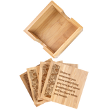 Square Bamboo Coaster (Set of 4) with Holder