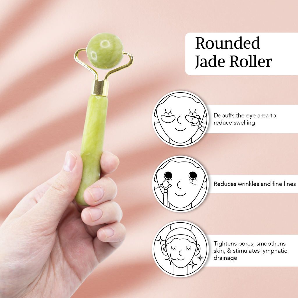 Natural Jade Gua Sha, Face Roller and Eye Roller Set